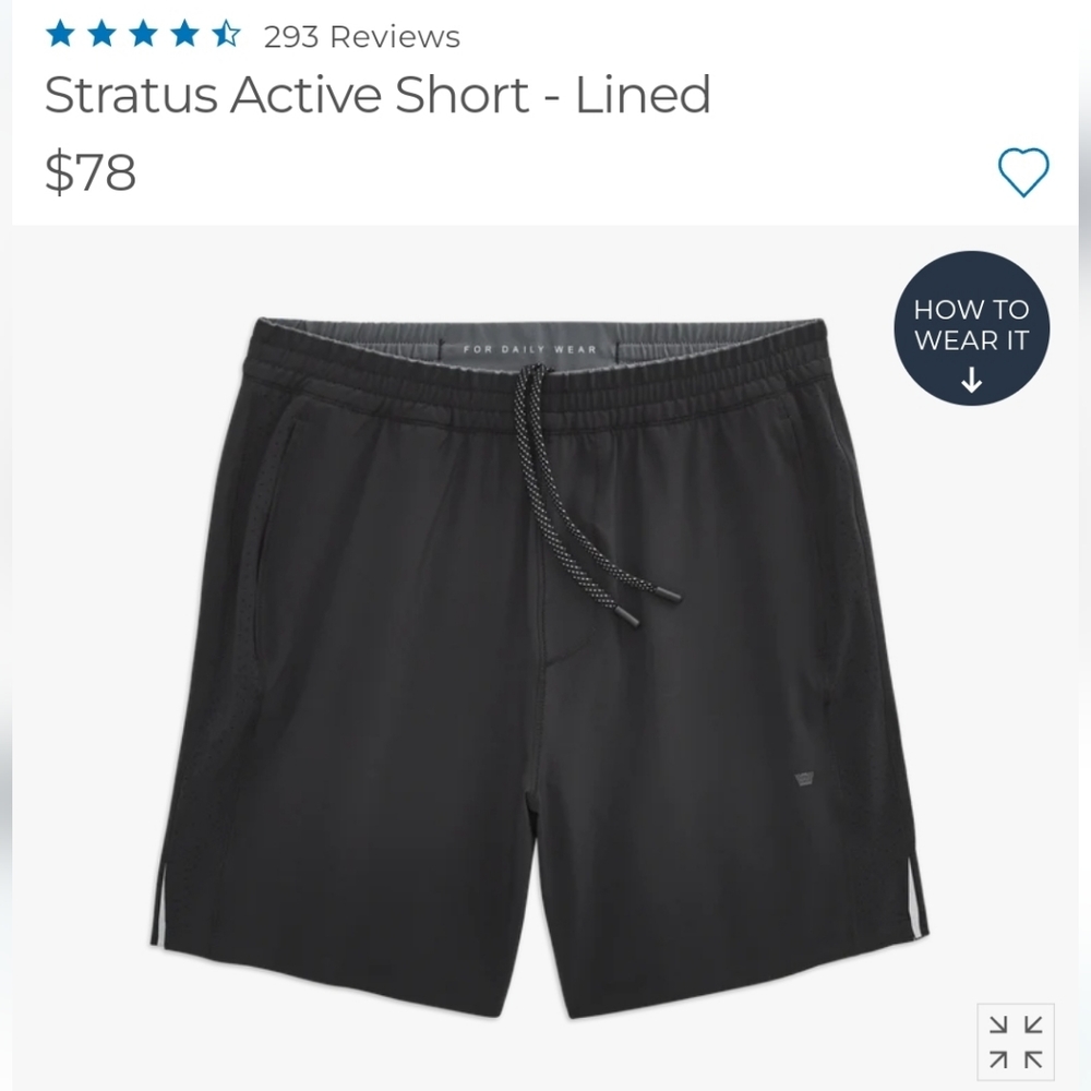 NWOT Mack Weldon Stratus Active Shorts XXL